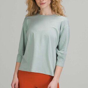 Lululemon LA relaxed 3/4 sleeve crew shirt top 8 blue green